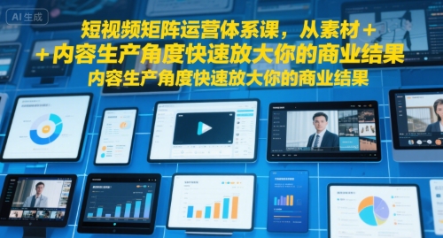 短视频矩阵运营体系课，从素材+内容生产角度快速放大你的商业结果-校睿铺