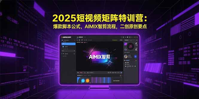2025短视频矩阵特训营：爆款脚本公式，AIMIX智剪流程，二创原创要点-校睿铺