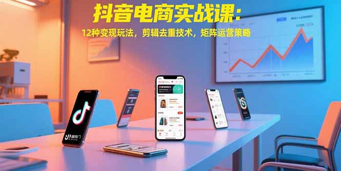 抖音电商实战课：12种变现玩法，剪辑去重技术，矩阵运营策略-校睿铺