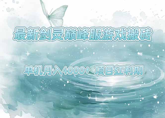 最新剑灵巅峰服游戏搬砖，项目红利期，单机稳定4000+操作简单好上手-校睿铺