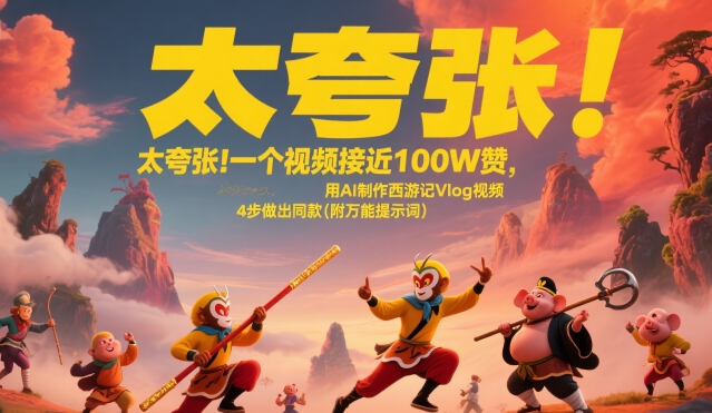 太夸张！一个视频接近100W赞，用AI制作西游记Vlog视频，全流程拆解来了(附万能提示词)-校睿铺