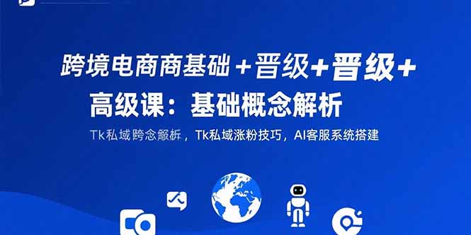 跨境电商基础+晋级+高级课：基础概念解析,Tk私域涨粉技巧,AI客服系统搭建-校睿铺