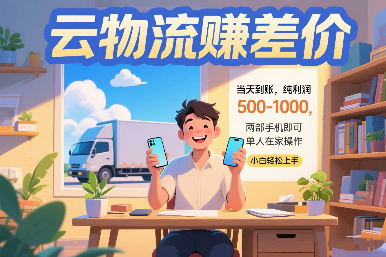云物流赚差价 当天到账纯利润500-1000 两部手机即可 可单人在家操作 小…-校睿铺