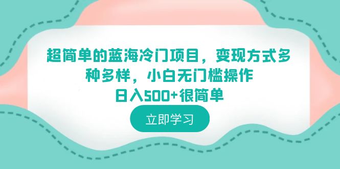 超简单的蓝海冷门项目，变现方式多种多样，小白无门槛操作日入500+很简单-校睿铺
