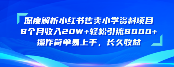 （10910期）深度解析小红书售卖小学资料项目 8个月收入20W+轻松引流8000+操作简单…-校睿铺