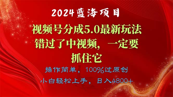（11032期）2024蓝海项目，视频号分成计划5.0最新玩法，错过了中视频，一定要抓住…-校睿铺