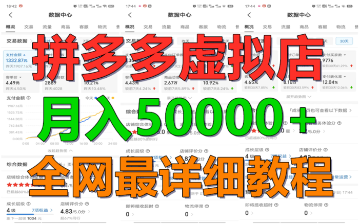拼多多虚拟电商训练营月入50000+你也行，暴利稳定长久，副业首选-校睿铺