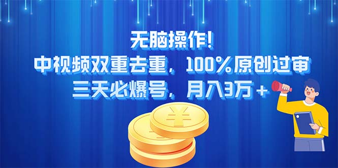 （11353期）无脑操作!中视频双重去重，100%原创过审，三天必爆号，月入3万+-校睿铺