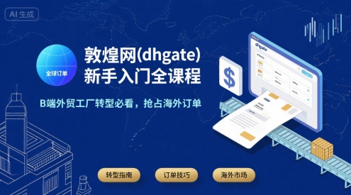 敦煌网(dhgate)新手入门全课程，B端外贸工厂转型必看，抢占海外订单-校睿铺