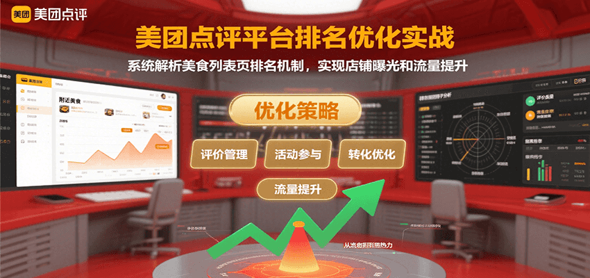 美团点评平台排名优化实战，系统解析美食列表页排名机制，实现店铺曝光和流量提升-校睿铺