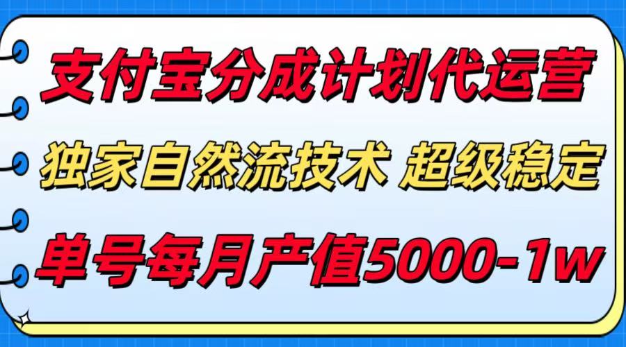 支付宝分成计划代运营，独家自然流技术，收益稳定，单号月产5000＋-校睿铺