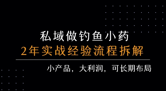 私域做钓鱼小药 每单利润3张+ 详细流程拆解-校睿铺