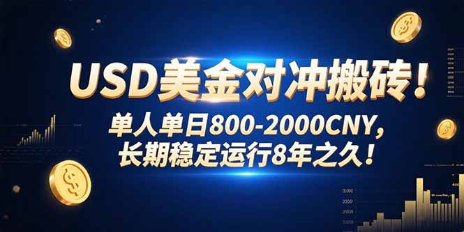 USD美金对冲搬砖!单人单日800-2000CNY，长期稳定运行8年之久!-校睿铺