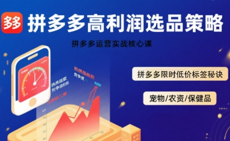 拼多多选品暴利技术实战课，拼多多高利润选品策略，拼多多限时低价标签秘诀-校睿铺