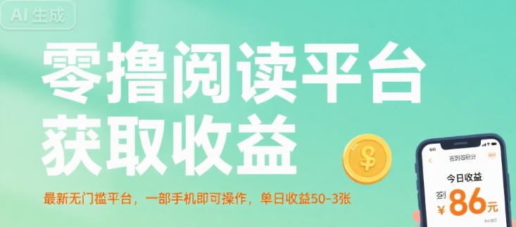 零撸阅读平台获取收益，最新无门槛平台，一部手机即可操作，单日收益50-3张【揭秘】-校睿铺