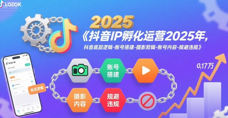抖音IP孵化运营2025年，抖音底层逻辑-账号搭建-摄影剪辑-账号内容-规避违规-校睿铺