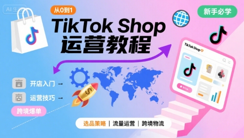 TikTok Shop从0到1运营教程，TikTok跨境电商新手必学课程-校睿铺