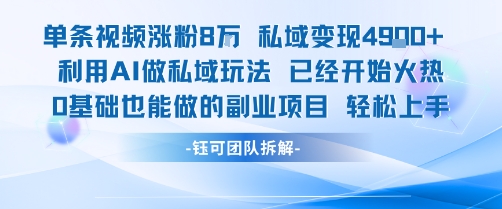 单条视频私域变现4.9k+利用AI做私域玩法 已经开始火热0基础也能做的副业项目轻松上手-校睿铺