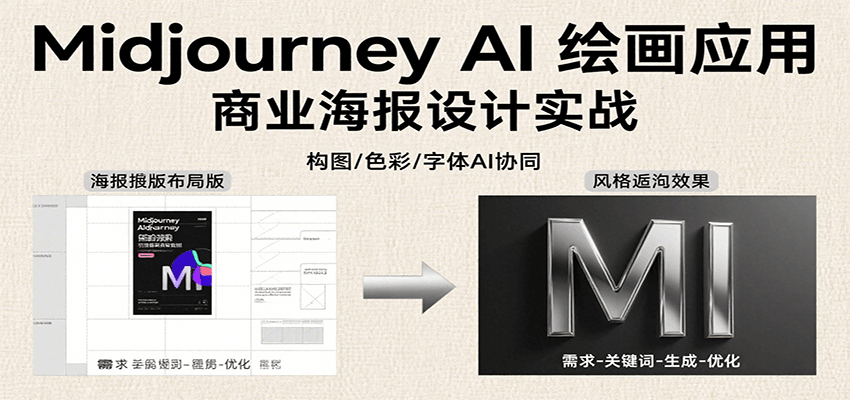 Midjourney AI绘画应用，关键词指令解析、漫画头像制作、海报设计、3D人物生成等-校睿铺