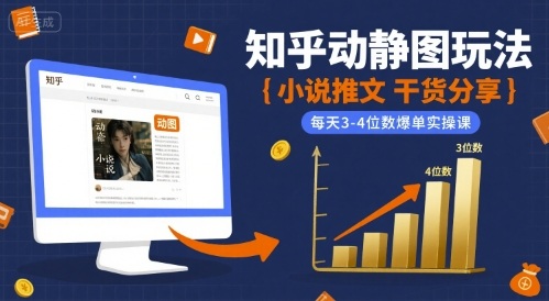 小说推文干货分享之知乎动静图玩法，每天3-4位数爆单实操课-校睿铺