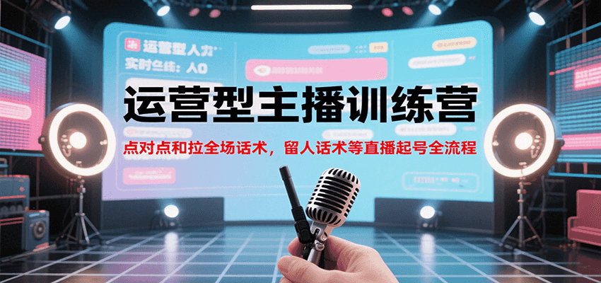 运营型主播训练营，点对点和拉全场话术，留人话术等直播起号全流程(更新8月)-校睿铺