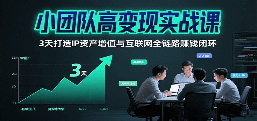 小团队高变现实战课，3天打造IP资产增值与互联网全链路赚钱闭环(第二期)-校睿铺