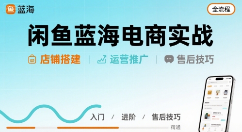 闲鱼蓝海电商实战，店铺搭建运营售后全流程-校睿铺