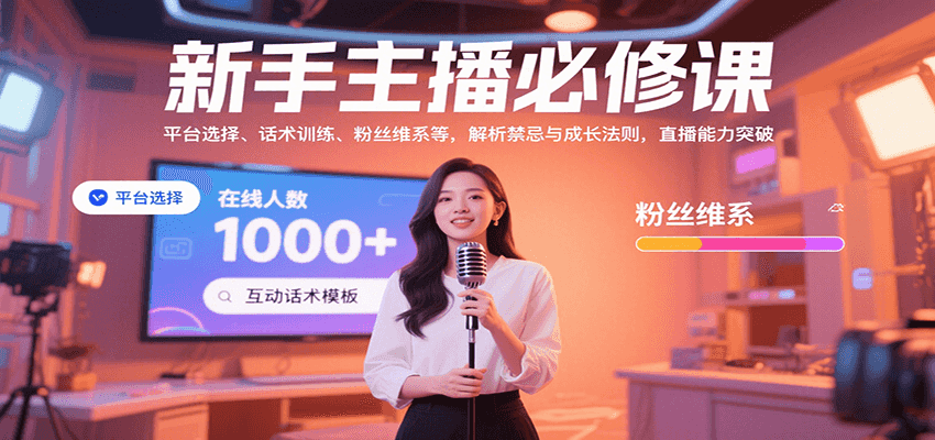 新手主播必修课：平台选择、话术训练、粉丝维系等，解析禁忌与成长法则，突破直播能力-校睿铺