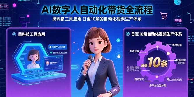 AI数字人自动化带货全流程：黑科技工具应用 日更10条的自动化视频生产体系-校睿铺