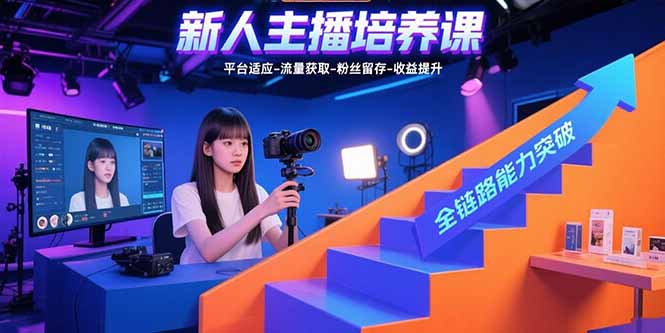 新人主播培养课：平台适应-流量获取-粉丝留存-收益提升 全链路能力突破-校睿铺