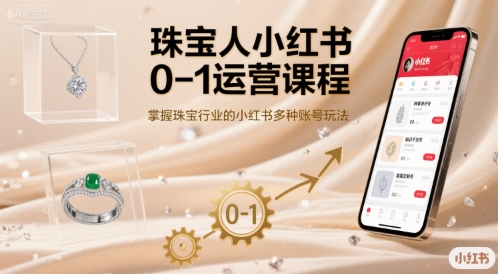 珠宝人小红书0-1运营课程，掌握珠宝行业的小红书多种账号玩法-校睿铺
