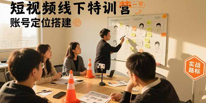 短视频线下特训营：账号定位搭建/口播号拍摄剪辑/直播间流量入口/变现实战-校睿铺