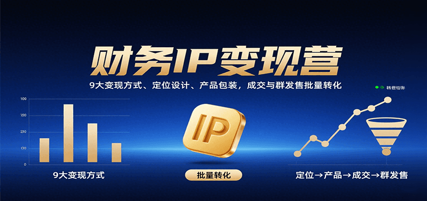 财务IP变现营：9大变现方式、定位设计、产品包装，成交与群发售批量转化-校睿铺