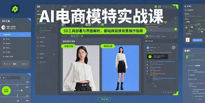 AI电商模特实战课，SD工具部署与界面解析，基础换装换背景操作指南-校睿铺