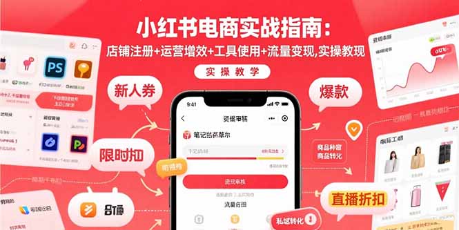小红书电商实战指南：店铺注册+运营增效+工具使用+流量变现，实操教学-校睿铺