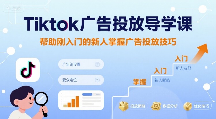 Tiktok广告投放导学课，帮助刚入门的新人掌握广告投放技巧-校睿铺