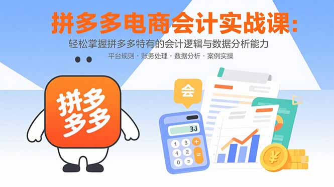 拼多多电商会计实战课：轻松掌握拼多多特有的会计逻辑与数据分析能力-校睿铺