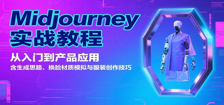 Midjourney实战教程：从入门到产品应用，含生成思路、换脸材质模拟与服装创作技巧-校睿铺