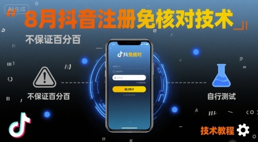 8月抖音注册免核对技术，不保证百分百，自测-校睿铺