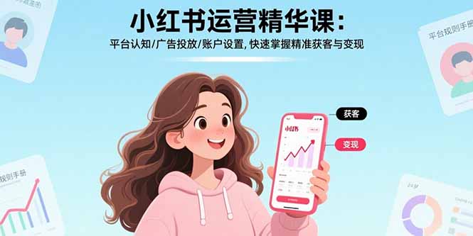 小红书运营精华课：平台认知/广告投放/账户设置,快速掌握精准获客与变现-校睿铺