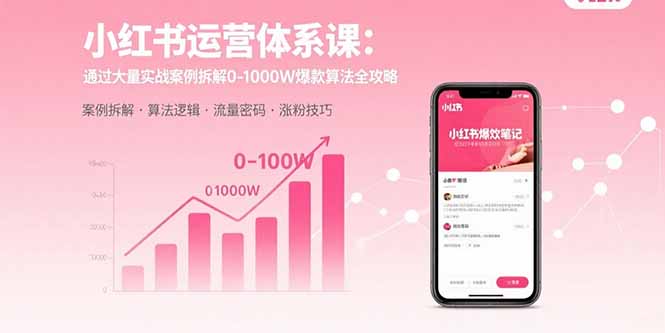小红书运营体系课：通过大量实战案例拆解0-1000W爆款算法全攻略-校睿铺