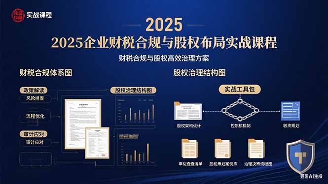 2025企业财税合规与股权布局的实战课程：财税合规与股权高效治理方案-校睿铺