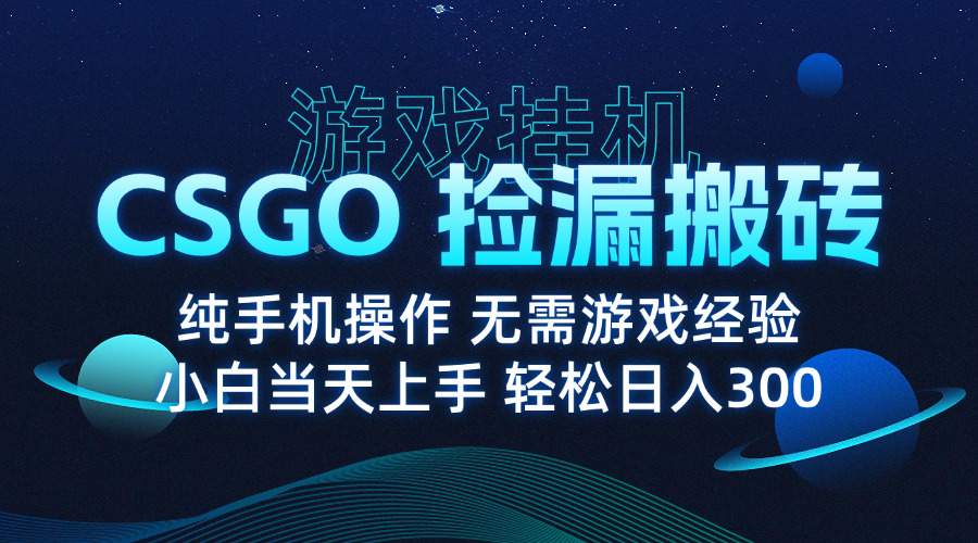 8月最新游戏搬砖，CSGO纯挂机，不需要玩游戏，实现真挂机，月入1W+-校睿铺