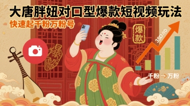 大唐胖妞对口型爆款短视频玩法，快速起千粉万粉号-校睿铺