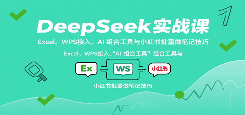 DeepSeek实战课：Excel、WPS接入、AI 组合工具与小红书批量做笔记技巧-校睿铺