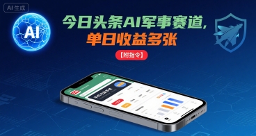 今日头条AI军事赛道，单日收益多张 ，手机可做【附指令】-校睿铺