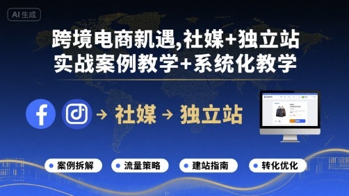 跨境电商新机遇，社媒+独立站，实战案例教学+系统化教学-校睿铺