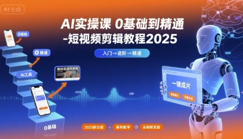 AI实操课0基础到精通-短视频剪辑教程2025-校睿铺