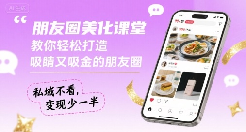 朋友圈美化课堂，教你轻松打造，吸睛又吸金的朋友圈，私域不看，变现少一半-校睿铺