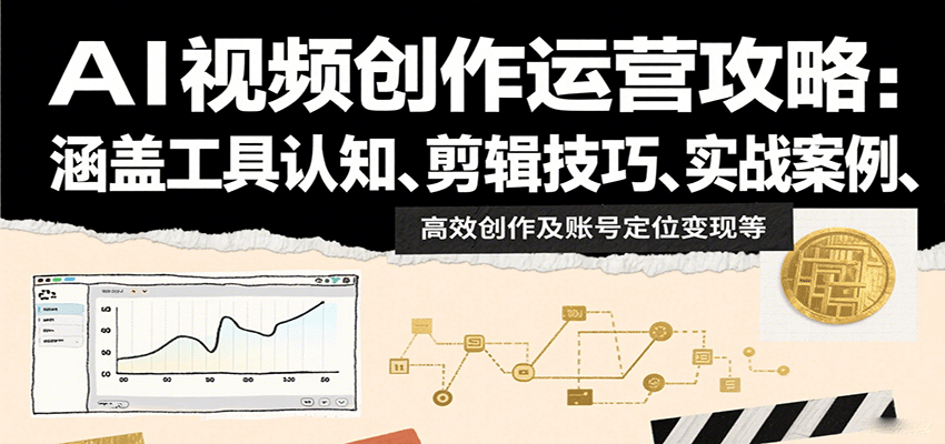 AI视频创作运营攻略：涵盖工具认知、剪辑技巧、实战案例、高效创作及账号定位变现等-校睿铺